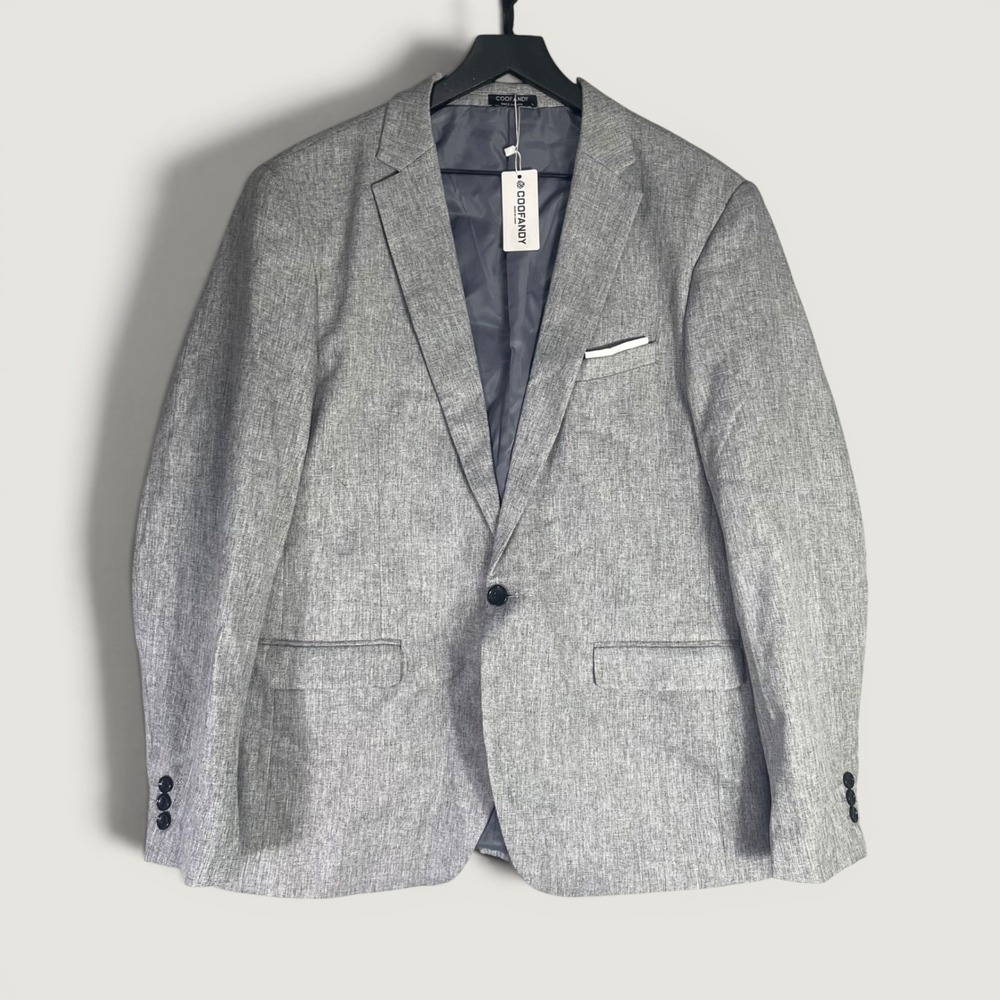 Mens Light Gray Sport Coat Blazer Jacket Size Large NWT Large Coofandy